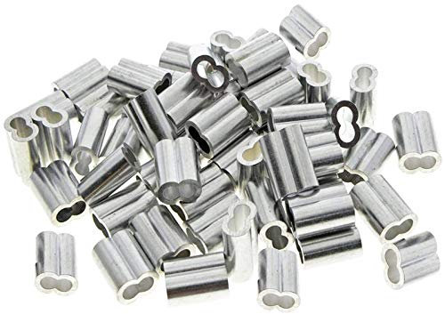 50 Stücke Aluminiumhülsen Alu Klemme, Aluminium-Crimpschlaufe, Profi Seilklemme 3mm Würgeklemmen aus Aluminium, für Stahlseil, Drahtseil Kabel, Silberton (3mm)