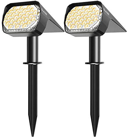 Quntis Lot de 2 LED Spot Solaire Extérieur Etanche IP65 Lumière Puissante Réglable, Lampe Solaire Exterieur Projecteur au Sol Eclairage Solaire Applique Extérieur de Chemin Jardin Garage Terrasse Cour