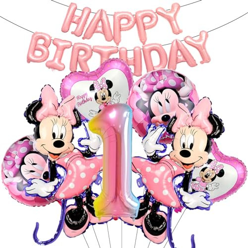 8 Stück Rosa Minnie Luftballons, Minnie Geburtstag Party Deko, Minnie Themed Geburtstag Dekorationen, Für Kinder Mädchen Geburtstag Dekoration, Minnie Geburtstagsdeko 1 Jahre