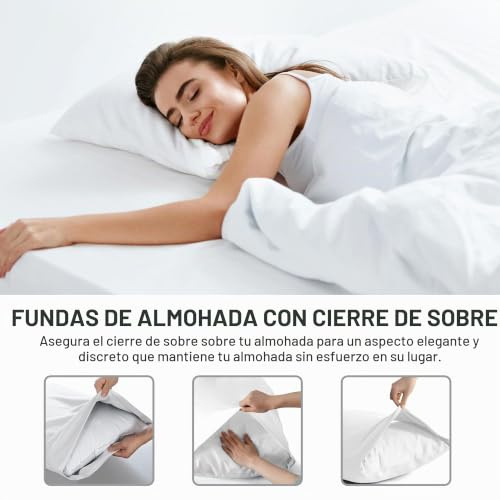 Pillowcases 2 Pack King 50x90 - Microfibre Envelope Closure - White | Brushed, Soft, Wrinkle Resistant, Fade Resistant, Breathable, Hypoallergenic, Machine Washable, Pillow Covers, OEKO-TEX
