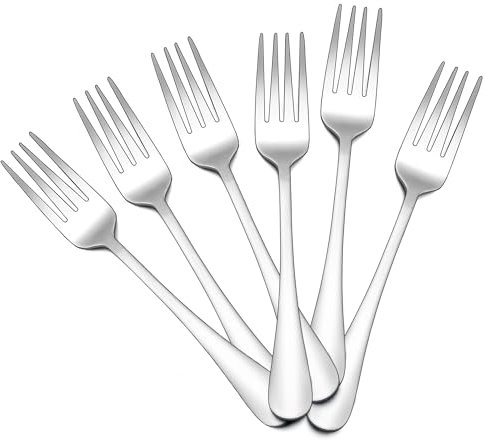 HaWare Set di 6 forchette in acciaio inox, 20,5 cm, forchette da tavola per casa/ristorante/hotel, lucidate e bordi lisci, lavabili in lavastoviglie, design classico