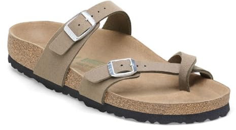 BIRKENSTOCK W Mayari Syn Normal Brown - Comfortable Fashionable Toe Separator Sandal, Size EU 37 - Colour Soft Birki Vegan, Soft Birki Vegan Grey Taupe, 4 UK