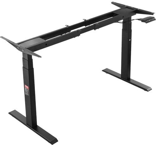 VEVOR Schreibtisch Gestell mit Doppelmotor, einstellbare Höhe 65-129 cm und Länge 110-178 cm, elektrisches Tischgestell, ergonomische Arbeitsstationsbasis, 3 Positionen (nur schwarzer Rahmen)