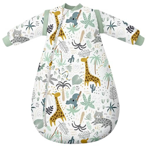 Yoofoss Schlafsack Baby Winter 3.0 Tog - 84cm/12-18 Monate mit abnehmbaren Ärmeln Winterschlafsack Baumwolle Babyschlafsack Warm für Jungen Mädchen Neugeborene