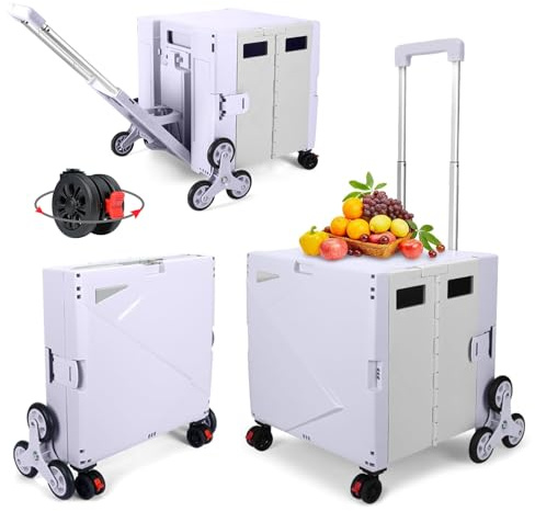 FELICON Folding Climber Utility Cart Rolling Crate Handcart Box-Purple Gray