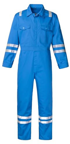 SUSHIMIAN Arbetsoverall för män Reflekterande Flera Fickor Arbetsdräkt med Dragkedja Mekanisk Jumpsuit Arbetskläder med Hög synlighet, Kunglig Blå, XXL