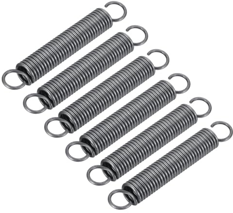 uxcell Extension Spring - 2.5mm Wire Dia, 18mm OD, 120mm Free Length Spring Steel Small Dual Hook Tension Spring, 6Pcs