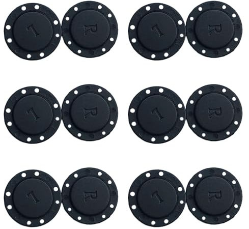 6 Paar Druckknöpfe Magnetisch, Magnetknöpfe zum Annähen, Schwarz Magnetische Knopf, 8 Löcher Durchmesser 26mm, zum Annähen, Basteln, DIY Nähen, Kleidung Mantel, Tasche, Jacken