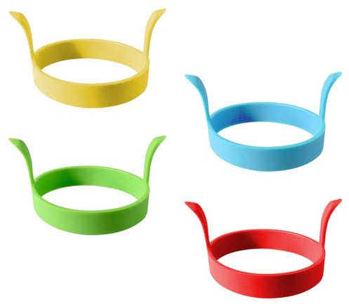 Tabanzhe Egg Rings for Frying-4PCS Non Stick Pancake Moulds Silicone Egg Frying Ring Round Fried Egg Moulds Cooking Rings for Egg McMuffins Perfect Fried Eggs Crumpets Pancake