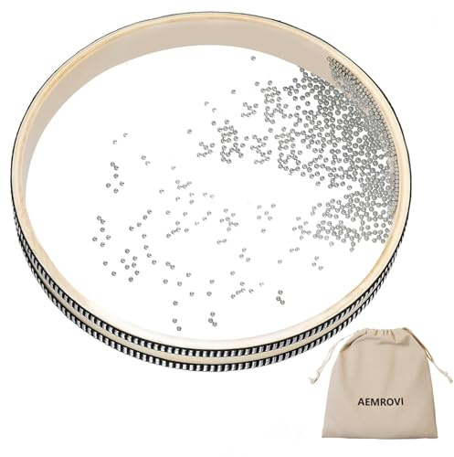 Ocean Drum Sea Drum 12inch- With Hardwood Shell and Wave Beads- Sound Healing Instrument for Meditation, Relaxation, Yoga, Stress Relief- Includes Storage Bag (12inch)