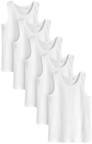 NEXT Niños Pack de 5 camisetas sin mangas Blanco 5 Años-6 Años