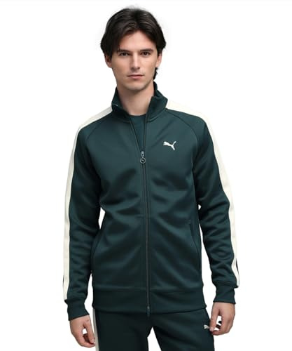 PUMA Veste de survêtement T7 Always on Homme L, Green Terrain Alpine Snow White