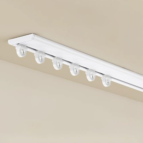 Riel De Cortina Techo 1 2 3 4 5 6 Metros Rieles Para Cortinas De Techo Correderas Riel De Cortina Corredera De Aluminio Para Techo Riel De Cortina Oculto Para Divisor De Habitación(White,1.8m/5.9ft)