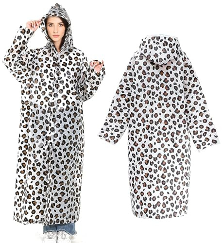 yolzhxe 2 Piezas Poncho Lluvia Estampado de Leopardo, Poncho Impermeable Talla única, Transpirable Chubasquero Mujer Hombre, para Ciclismo, Senderismo, Camping, Conciertos