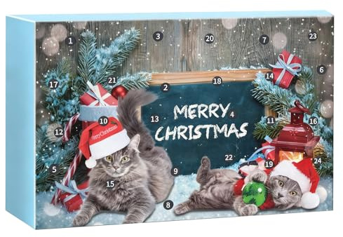 Juguete Para Gatos Adviento De Navidad 2025 | 24 Días De Juguetes Para Gatos - Calendario de Cuenta Atrás para Mascotas - Del Aburrimiento En El Hogar Durante Fiestas Diarias Vacaciones Y