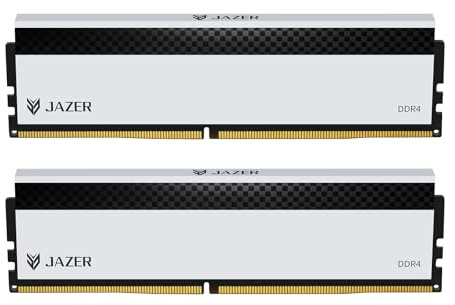 JAZER RAM DDR4 32Go Kit (2x16Go) 3200MHz, Overclocking XMP 2.0, PC Mémoire UDIMM 1.35V pour Ordinateur de Bureau,Mémoire Vive Haute Performance pour Jeux