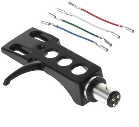 Soporte para tocadiscos para cartuchos profesionales de DJ y LP con cuatro cables, instalación segura y estable (negro)