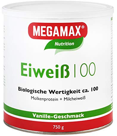 Megamax Eiweiss Vanille 750 g | Molkenprotein + Milcheiweiß Für Muskelaufbau ,Diaet | 2k-Eiweiss ideal zum Backen | hochwertiges Low Carb Eiweiß-Shake | aspartamfrei Protein-pulver mit Aminosäuren