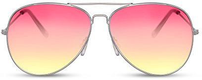 Cheapass Sonnenbrille Piloten-Sonnenbrille Silber-n Pink bis Violett Getönt Flieger-Brille Gradient-Linsen Verlaufsglas UV-400 Cat-2 Metall Damen