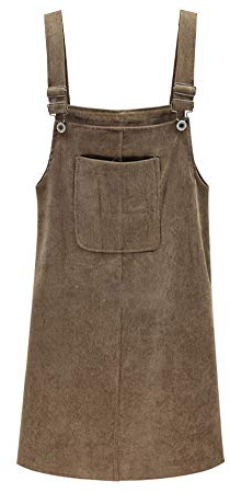 Wenchuang Mujer Tallas Grandes Peto Falda Pana Vestidos Tirantes con Bolsillo en Delantera Marrón XL
