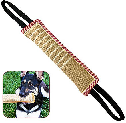 ToLanbbt Dog Tug Toy, Dog Bite Jute Pillow Pull Toy with 2 Strong Handles, Perfect for Tug of War, Puppy Training Interactive Play, Bite Training Toys for Medium to Large Dogs (Pink Yellow)