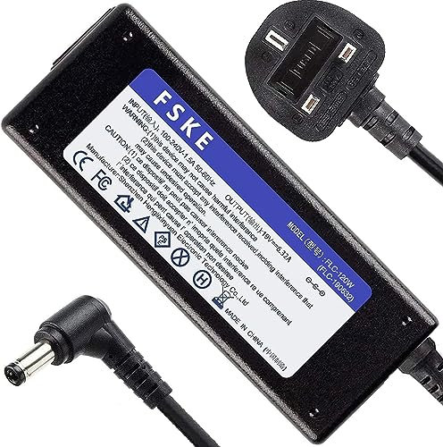 FSKE 120W 19V 6.32A Laptop Charger Replacement for TOSHIBA ASUS LENOVO MSI GL552VW TUF FX504GM ZenBook Pro FX504 Rog G550 Notebook Power Supply AC Adapter Connector: 5.5*2.5mm(not fit for 4.0*1.35mm)