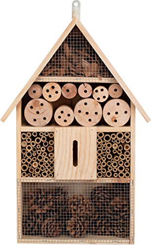Brandsseller Hotel para insectos XXL natural, casa para insectos voladores, abejas, mariposas, mariquitas y otros animales, aprox. 48 x 31 x 10 cm