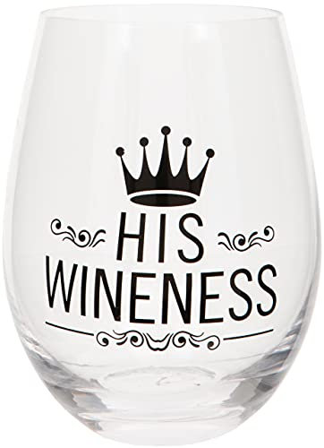 Bicchiere da vino senza stelo His Wineness, 530 ml, in confezione regalo