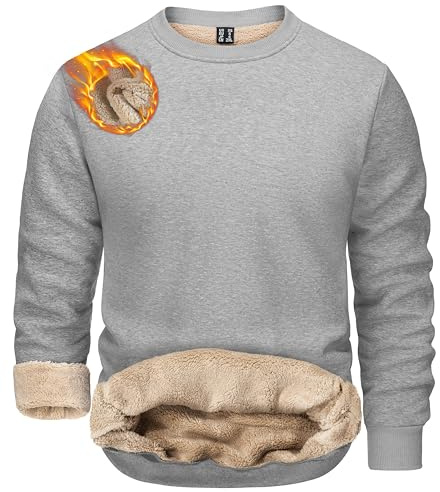 TACVASEN Men's Sweatshirts Warm Fleece Jumpers Sherpa Lined Pullover Sweater Classic Cotton Winter Sweatshirt