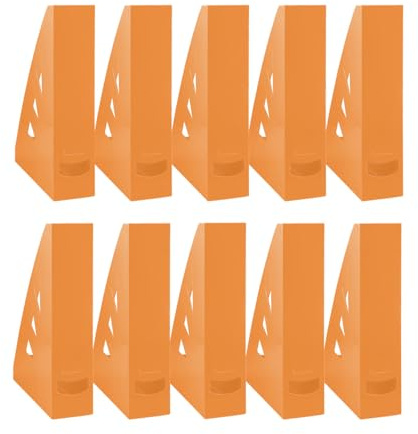OFFICE PRODUCTS Stående samlare modern design/10 stycken/A4 – färg: orange/hård plast/genombrutna/skrivbordsorganisatör för tidskrifter, okrossbar