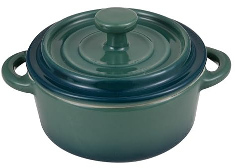BERGNER - 4er-Set Mini-Pfannen aus Steingut - Inklusive grünem E Xcalibur-Deckel - Ofenfest -