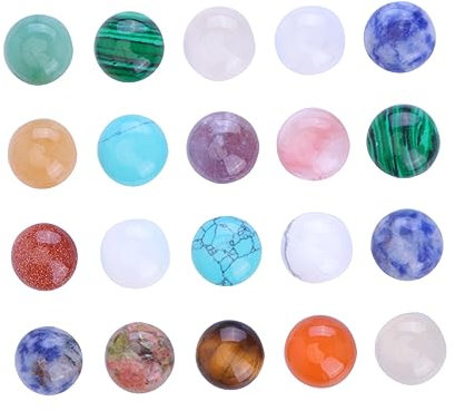 Lurrose Abstandsperlen 20St ovale Steincabochons runde Steincabochons Modepuppe Schmuck Zeit Accessoires Zeitsteinzubehör zum Selbermachen großes Loch schmücken Große Lochperlen Baby Glas