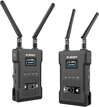 SVBONY ST1 4K Wireless Video Transmitter and Receiver, 1000FT Low Latency 0.06s with Dual HDMI Out & OLED Screen, 5.8G 9 Channel Lag-Free Experience, Plug&Play for Camera/DSLR/Laptop to TV, Projector