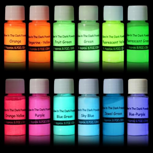 SEISSO Fluoreszierendes Leuchtpulver, Epoxidharz Leuchtpulver Mica Pulver Leuchtpulver Set mit UV Lampe, Fluoreszierende Farbe, ideal für DIY-Projekte
