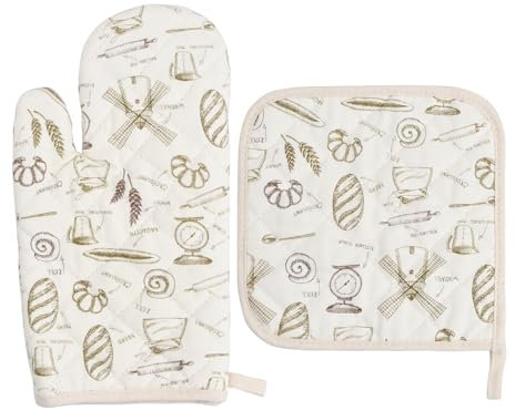 Volumoon Gants de Four et Maniques Cuisine Anti Chaleur, Antidérapant en Coton pour Cuisson et Grillades (B)