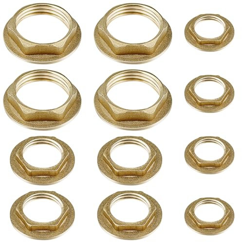 xianzhanEU 12 Stücke Flansch Sechskantmutter, Kontermutter, Messing Wasserhahn Mutter, 3 G 3/4 zoll, 1/2 zoll, 1 zoll, für Badezimmer Waschbecken Sanitär Wasserhahn Armaturen
