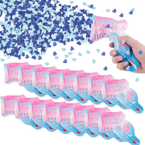 BDHYYM 20 pezzi Gender Reveal Confetti Cannon Blu,Set di pistole per coriandoli,Cannone per coriandoli biodegradabile,Forniture per feste di rivelazione del sesso del bambino,Baby Shower Party (Blu)