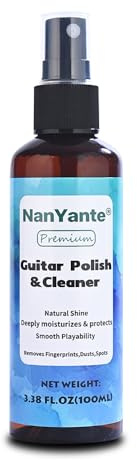 Nan Yante Guitar Polish and Cleaner - All in One Instrument Maintenance Spray for Acoustic, Electric, and Bass Guitars - Streak Free Formula for Nitrocellulose Finishes with Tropical Scent - 3.84 oz