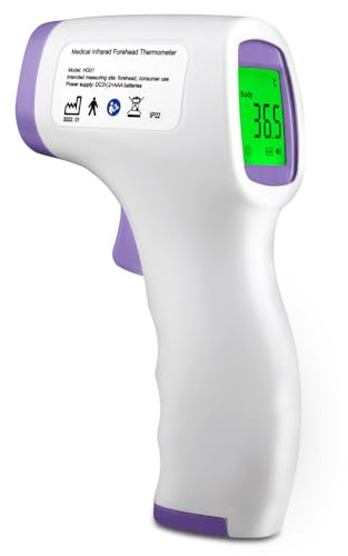 Thermomètre Frontal Sans Contact, Thermomètre Frontal Adulte et Bebe avec Lecture Instantanée 1s, Thermometre Numérique 32 Mémoire, Alarme de Fièvre, Rapides et Précises