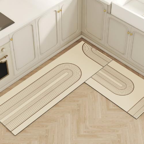 Alfombra Cocina 50X80Cm Rayas Marrones Alfombra Vinilica Cocina Cuero,Modernas Lavable Antideslizante Anti Fatiga para Pasillo, Comedor,Hogar Alfombrilla Cocina