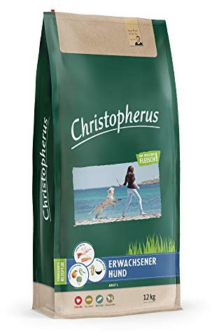 Christopherus Hundetrockenfutter mit Frischem Fleisch für Erwachsene Hunde Mittlerer bis großer Rassen, 12 kg