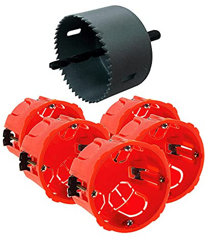 Lot de 5 boîtes d'encastrement cloison sèche Ø67x40mm - Rouge - Zenitech