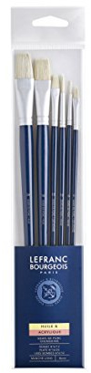 Lefranc Bourgeois Set de 6 Pinceaux en Soie de Porc Manche Long