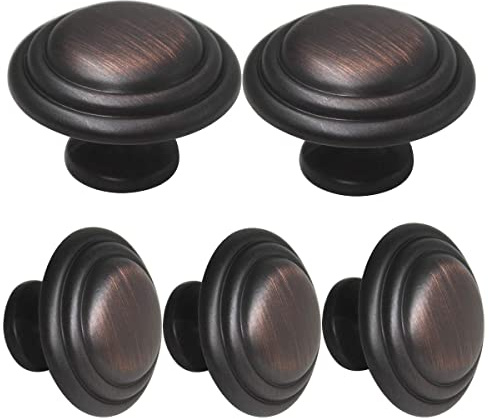 Gobrico 5 Pack 1-3/8 Inch Cabinet Knobs, Oil Rubbed Bronze Bifold Cabinte Knob, Kitchen Wardrobe Drawer Knobs, Dresser Knobs