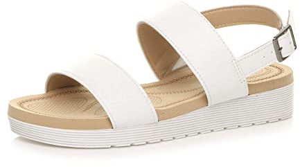 AJVANI Womens ladies low wedge heel slingback buckle strappy flatform sandals size 5 38