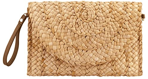 YYW Summer Beach Bags for Women Straw Clutch Woven Handbag Straw Crossbody Bag (Khaki)
