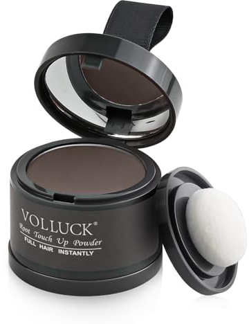 VOLLUCK Hairline powder, Naturale a Lunga Durata Polvere per Capelli Uomo Donna, Impermeabile Ombretto per Capelli Ricrescita 4g (Castano Medio)