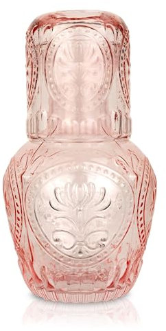 Curator Home Vintage Bedside Water Carafe and Glass Set - 750ml Capacity - Elegant Glass Pitcher for Water, Juice, or Wine - Stylish Home Decor for Kitchen or Dining Room