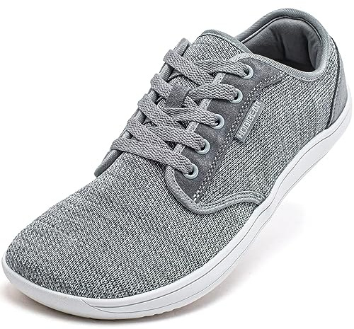 HOBIBEAR Unisex Wide Barefoot Minimalist Shoes for Men Women Outdoor Trail Walking Shoes(Light Grey, UK 8)