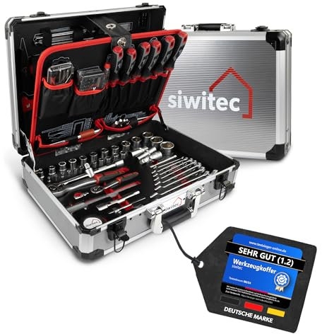 siwitec Werkzeugkoffer 140-teilig | Werkzeug Set CRV | Werkzeugkasten gefüllt mit Zangen, Schraubendrehern, Schlüsselsatz uvm | Profi Werkzeugkoffer